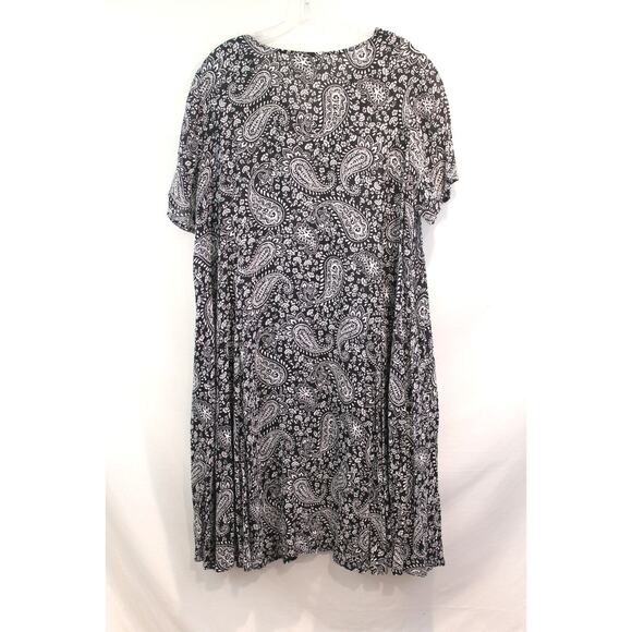 Woman Within Dress Midi Womens size 22W Black Paisley Pleated Pockets - Picture 4 of 7